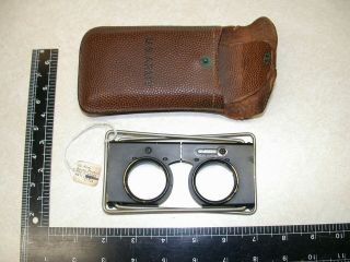Wwii Us Army Map Magnifying Recon Photo Glasses,  Q.  O.  S.  York,  Leather Case