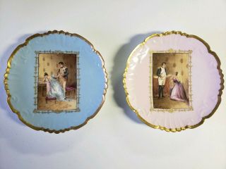 Antique Limoges Hand Painted Artist Signed Plate Set Napoleon And Josephine