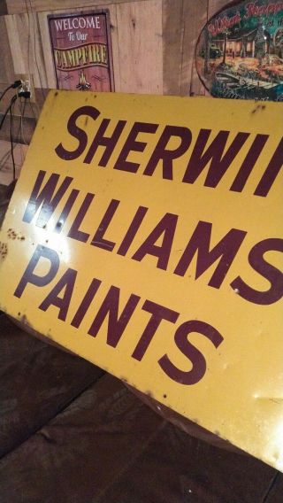 Vintage 1950s Sherwin Williams Paint Metal Sign 70 inch by 34 inch 3
