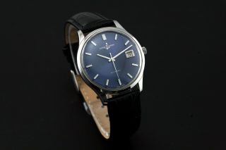 VINTAGE ULYSSE NARDIN AUTOMATIC DATE BLUE DIAL ANALOG DRESS SWISS MEN ' S WATCH 6