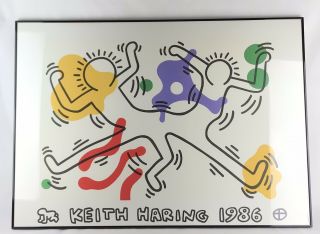 Keith Haring - Vintage French Dancers 1986 Pop Art Rare 38 " Framed Print