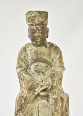 Antique Chinese Wooden Carved Statue / Figure,  Qing Dynasty,  19th c 2