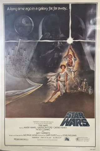 Vintage Star Wars 1977 One Sheet Style A Linen Backed Frame Ready Poster