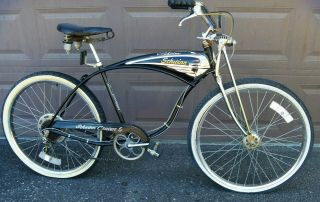 Schwinn Vintage Cruiser 5 Black Tank Bike Front/Rear Drum Brakes Springer Fork 2