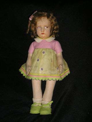 Rare Early Lenci Girl in Felt and Organdy Outfit Model 300 17 inches 11