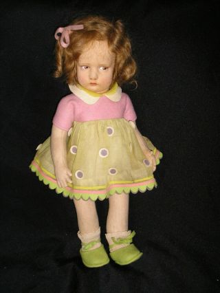 Rare Early Lenci Girl In Felt And Organdy Outfit Model 300 17 Inches