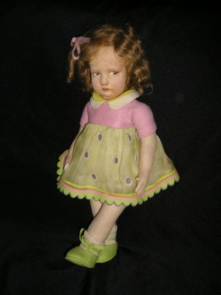 Rare Early Lenci Girl in Felt and Organdy Outfit Model 300 17 inches 3