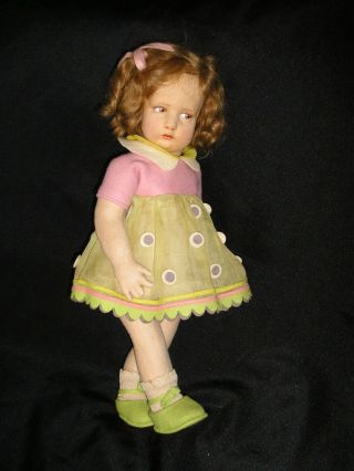 Rare Early Lenci Girl in Felt and Organdy Outfit Model 300 17 inches 4