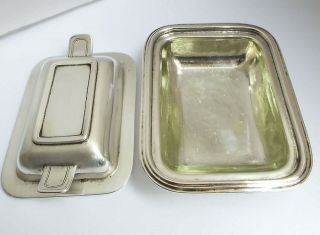 HEAVY ENGLISH ANTIQUE 1938 STERLING SILVER NOVELTY BUTTER DISH WITH LINER 2