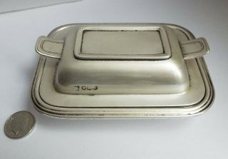 HEAVY ENGLISH ANTIQUE 1938 STERLING SILVER NOVELTY BUTTER DISH WITH LINER 3