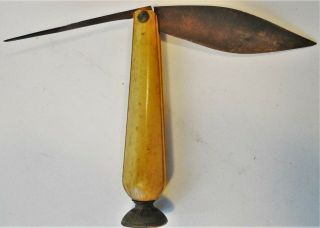 Antique India Sri - Lanka Palm Leaf Cutting And Inscribing Knife Double Blade 1880