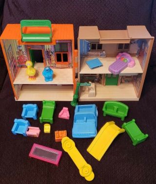 Vintage Sesame Street 123 Playset Puppets Neighborhood House Store CBS Toys 1984 2