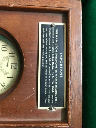 Hamilton Mounted Chronometer Watch,  Model 22 Condition; Box