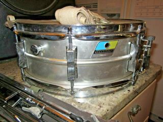 vintage Ludwig Acrolite snare drum Ludwig snare drum with hard case,  stand, 2