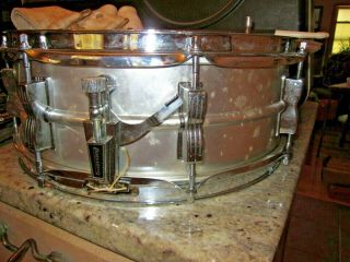 vintage Ludwig Acrolite snare drum Ludwig snare drum with hard case,  stand, 3