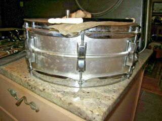 vintage Ludwig Acrolite snare drum Ludwig snare drum with hard case,  stand, 4