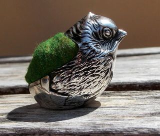 Unique Edwardian Sampson Mordan Solid Silver Hatching Chick Pin Cushion