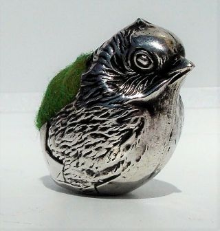 UNIQUE EDWARDIAN Sampson Mordan SOLID SILVER HATCHING CHICK PIN CUSHION 3