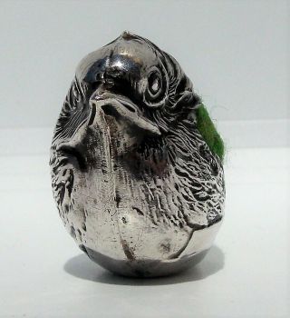 UNIQUE EDWARDIAN Sampson Mordan SOLID SILVER HATCHING CHICK PIN CUSHION 6