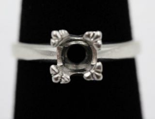 Heavy Vintage Platinum Solitaire Engagement Mount For 1ct,  Diamond