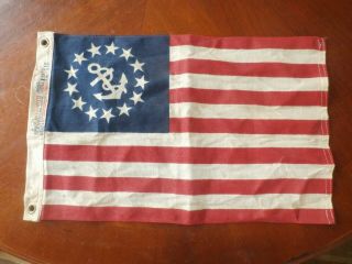 Vintage Antique Dettras Flag Cotton Us American Flag Yacht Ensign 13 Star Anchor