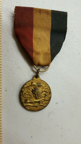 Rare Vintage Medal W Ribbon Featuring King Neptune Maritime? Swimming Medal?