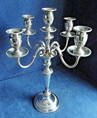 Large 18 " Silver Plated 5 Sconce Candelabra C1900