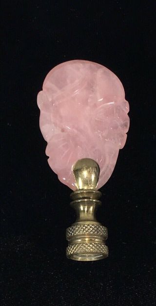 Vintage Chinese Carved Pink Jade Lotus Flower Lamp Finial