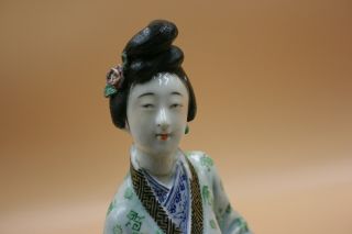 Antique Chinese Porcelain Pottery Carved and Painted Lady Woman Figurine - Marks 4