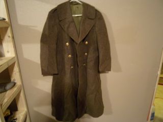 Ww2 Wwii Olive Drab Heavy Wool Coat 36r Gold Eagle Buttons Split Button Tail