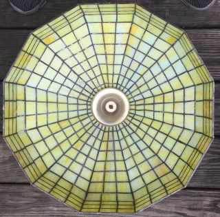 Vintage Lemon Yellow Slag Glass Mosaic Lamp Floor Desk Shade 400 Panels 18x8 "