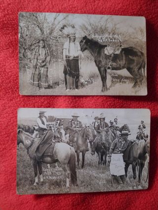 Vintage Postcards 1908 09 Dedrick Native American Chief Stone & Claire Photos