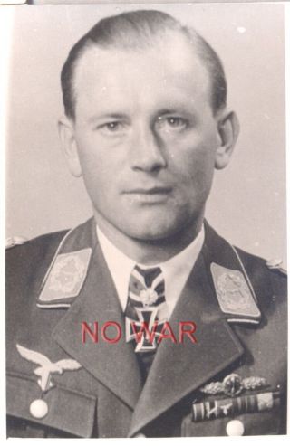 Wwii German War Photo Luftwaffe Pilot Johannes Wiese The Knight Cross Holder