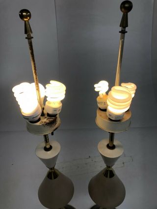 Vintage TABLE LAMP PAIR Mid Century Modern GERALD THURSTON LIGHTOLIER atomic 50s 10