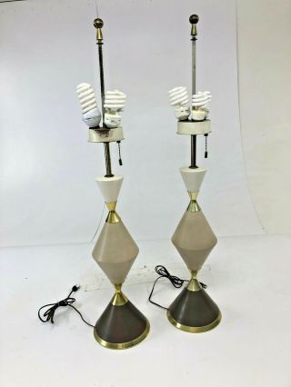 Vintage Table Lamp Pair Mid Century Modern Gerald Thurston Lightolier Atomic 50s