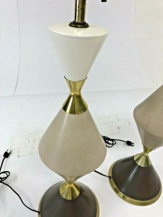 Vintage TABLE LAMP PAIR Mid Century Modern GERALD THURSTON LIGHTOLIER atomic 50s 3