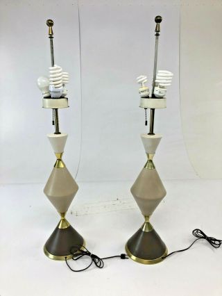 Vintage TABLE LAMP PAIR Mid Century Modern GERALD THURSTON LIGHTOLIER atomic 50s 8