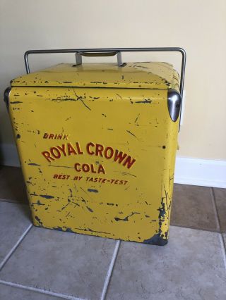 Vintage 1950s Rc Royal Crown Cola Soda Pop Picnic Cooler Embossed Metal Sign