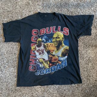 Vintage 90s Chicago Bulls T - Shirt Size Xl 2xl Bootleg Rap Tee Jordan Rodman