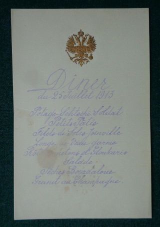 Antique Imperial Russian Royal Menu Tsar Nicholas Ii Romanov 1913 Embossed Eagle