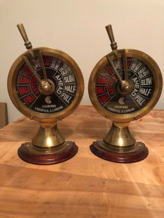 Chadburns Liverpool & London Ships Engine Room Telegraph Heavy Brass Bookends