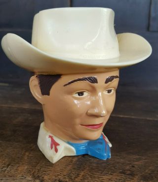Vtg Roy Rogers Plastic Cup King Of The Cowboys Figural F&f Mold &die Dayton Ohio