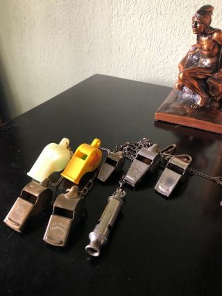 Assortment Of Brass And Plastic Whistles - Some Very Old