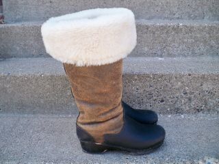 Vintage Knee High Shearling Sherpa Leather Women 