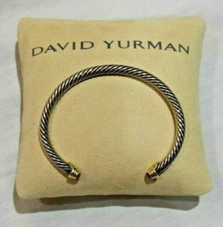 David Yurman 18k Gold Accented Sterling Silver Cable Classics Cuff Bracelet 4mm