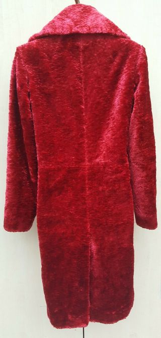 Size 10 UK Karen Millen Vintage Cherry Red Faux Fur Coat Jacket Party Evening 6