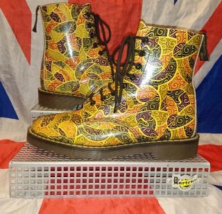 Rare Vintage England Made Swirl Mosaic Dr Doc Martens Steampunk Goth Punk Unique