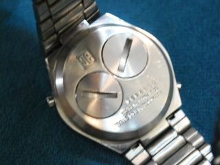 Vintage 1970s COMPU CHRON Stainless Steel Men ' s LED Watch 5