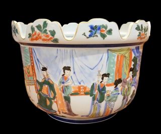 Mottahedeh Large Asian Design Porcelain Jardiniere Cache Pot Planter - Rare