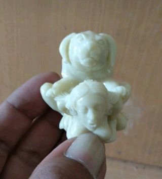 Erotic Statue Dog And Girl From Billiard Ball Carving